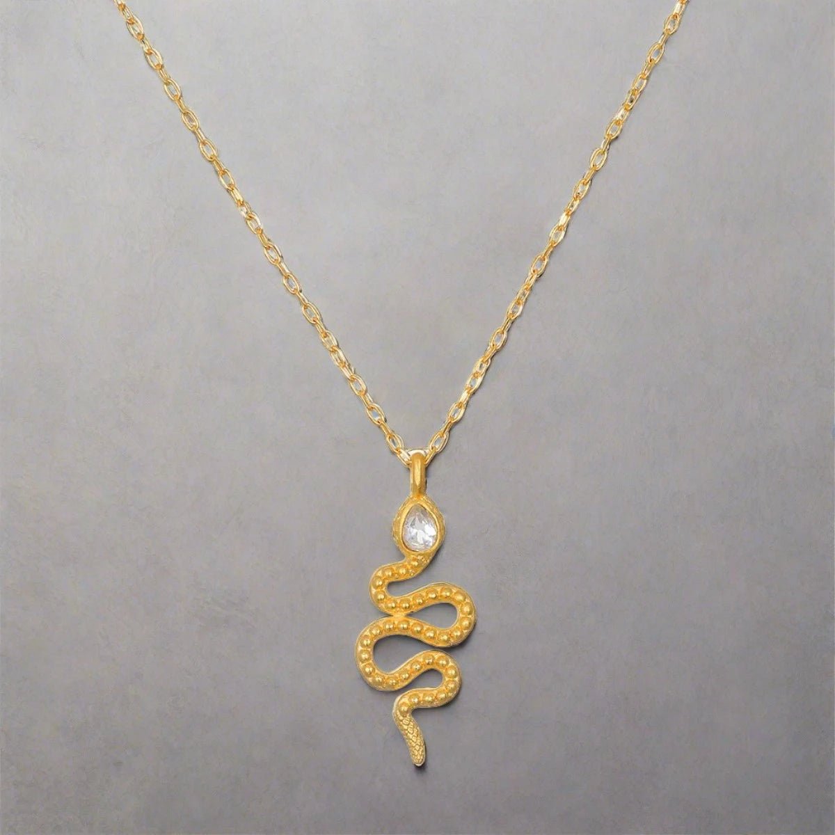 18" White Topaz Dot Snake Pendant Necklace - Rivieratowel