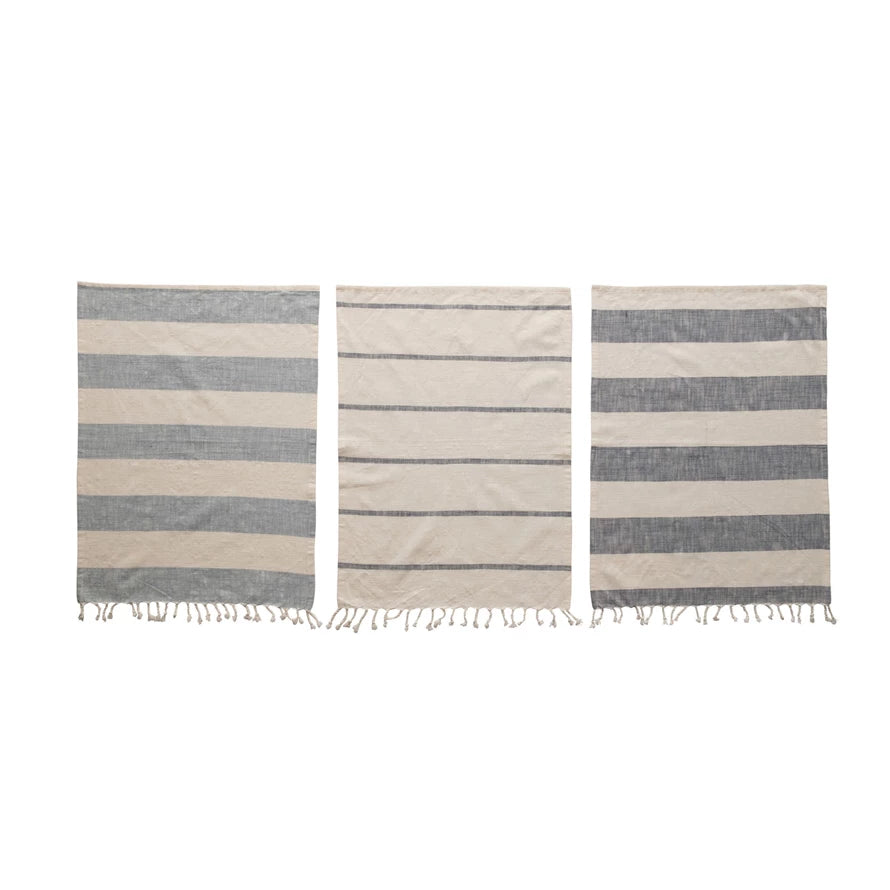 Striped Tea Towels with Tassels, Set of 3