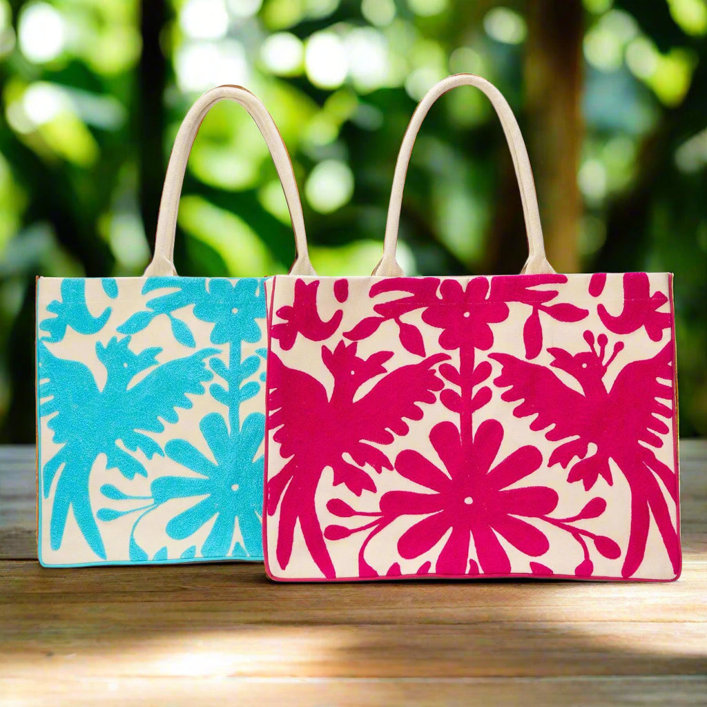 Flora and Fauna Embroidered Tote Bag
