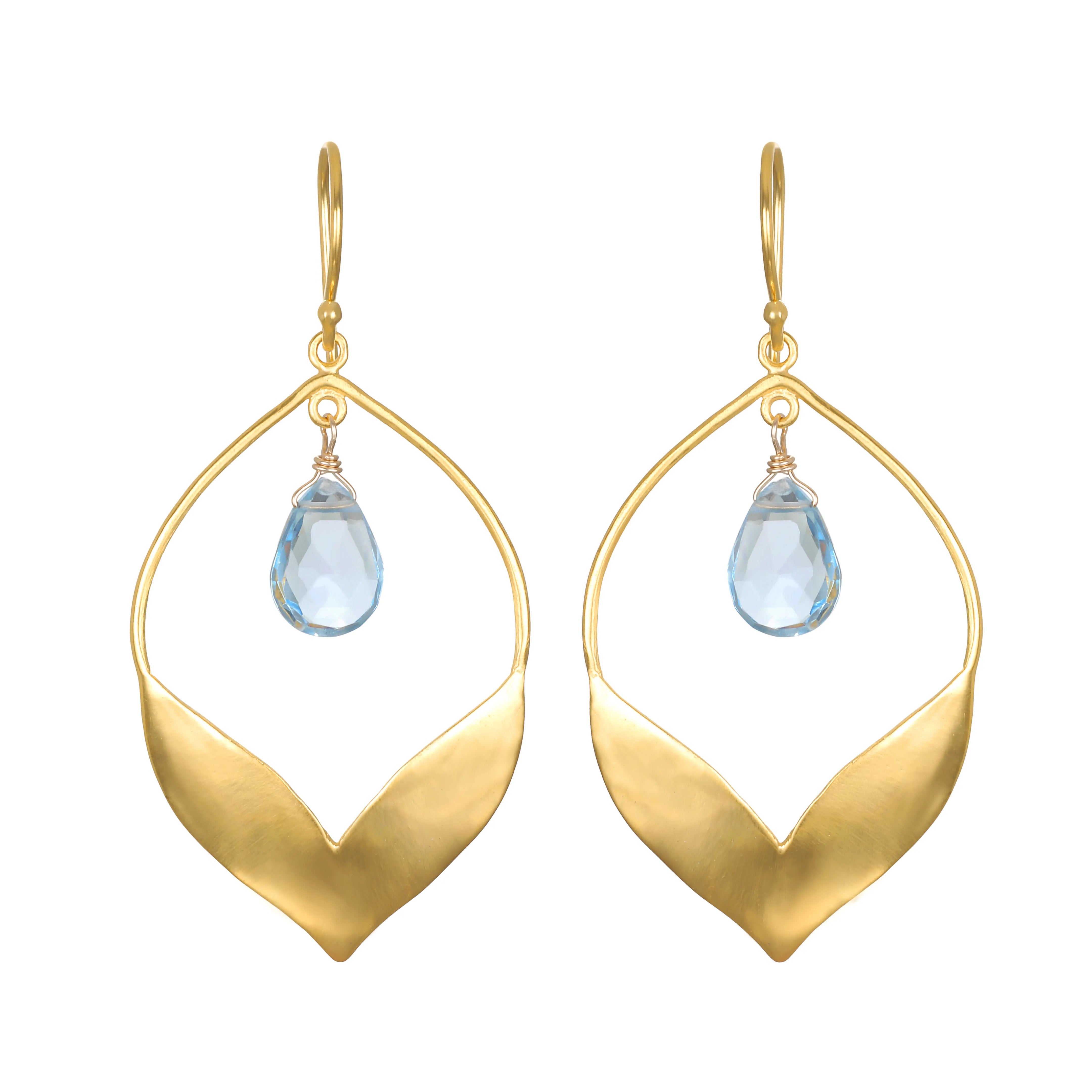 Blue Topaz Lotus Earrings