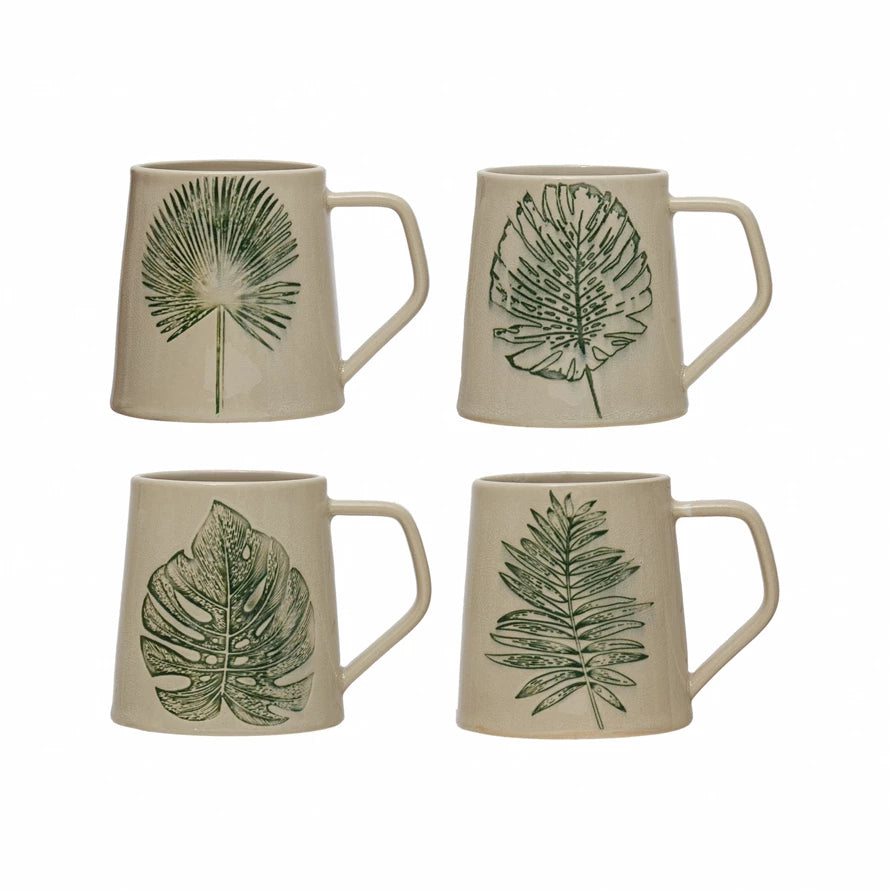 Stoneware Mug Debossed Leaf