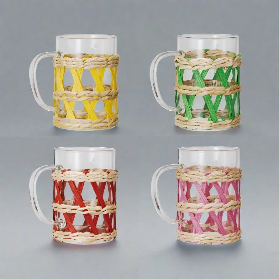 Glass Mug w/ Woven Sleeve, 4 Colors