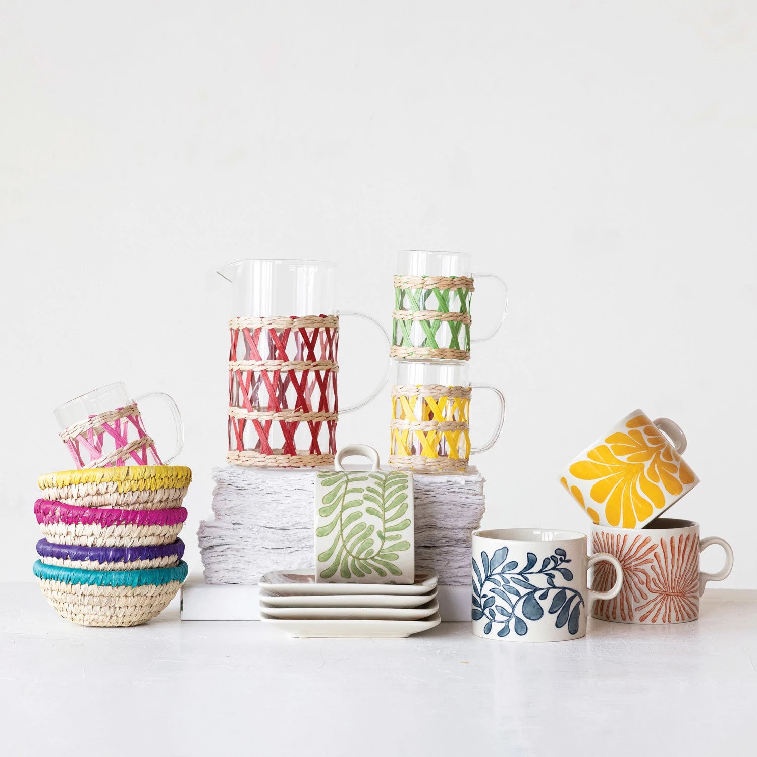 Glass Pitcher w/ Woven Sleeve