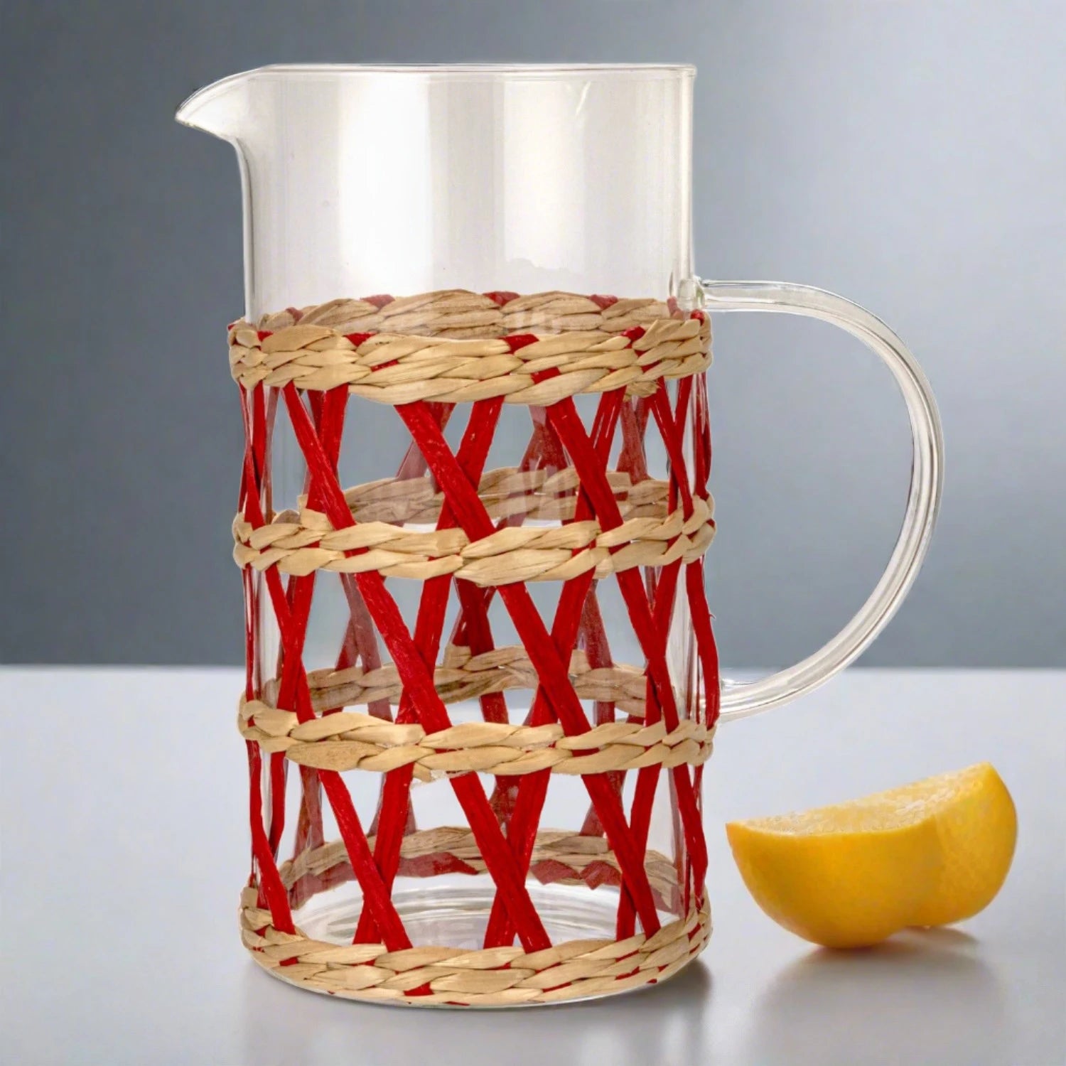 Glass Pitcher w/ Woven Sleeve