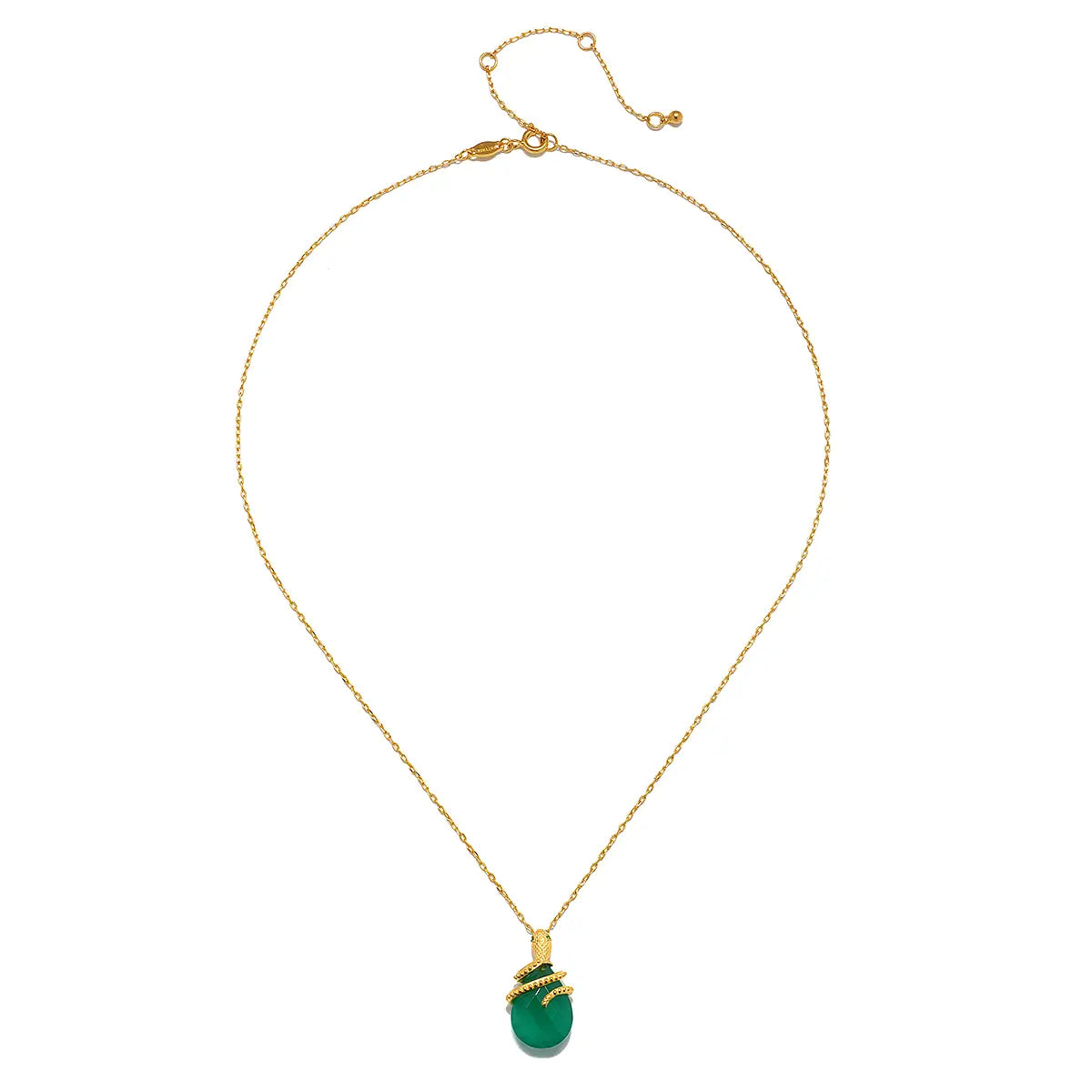 Green Onyx Snake Pendant Necklace