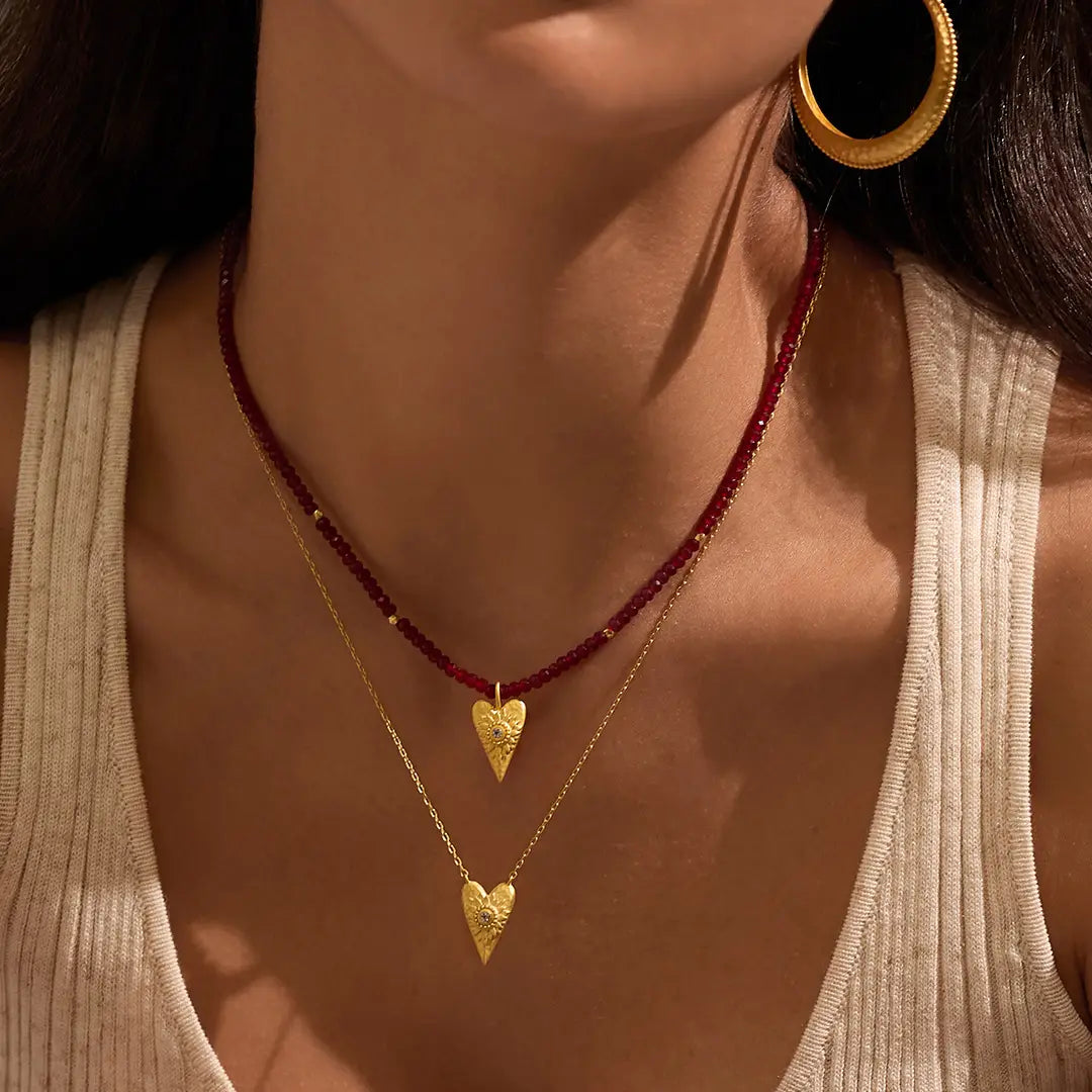 Healing Heart Red Onyx Necklace