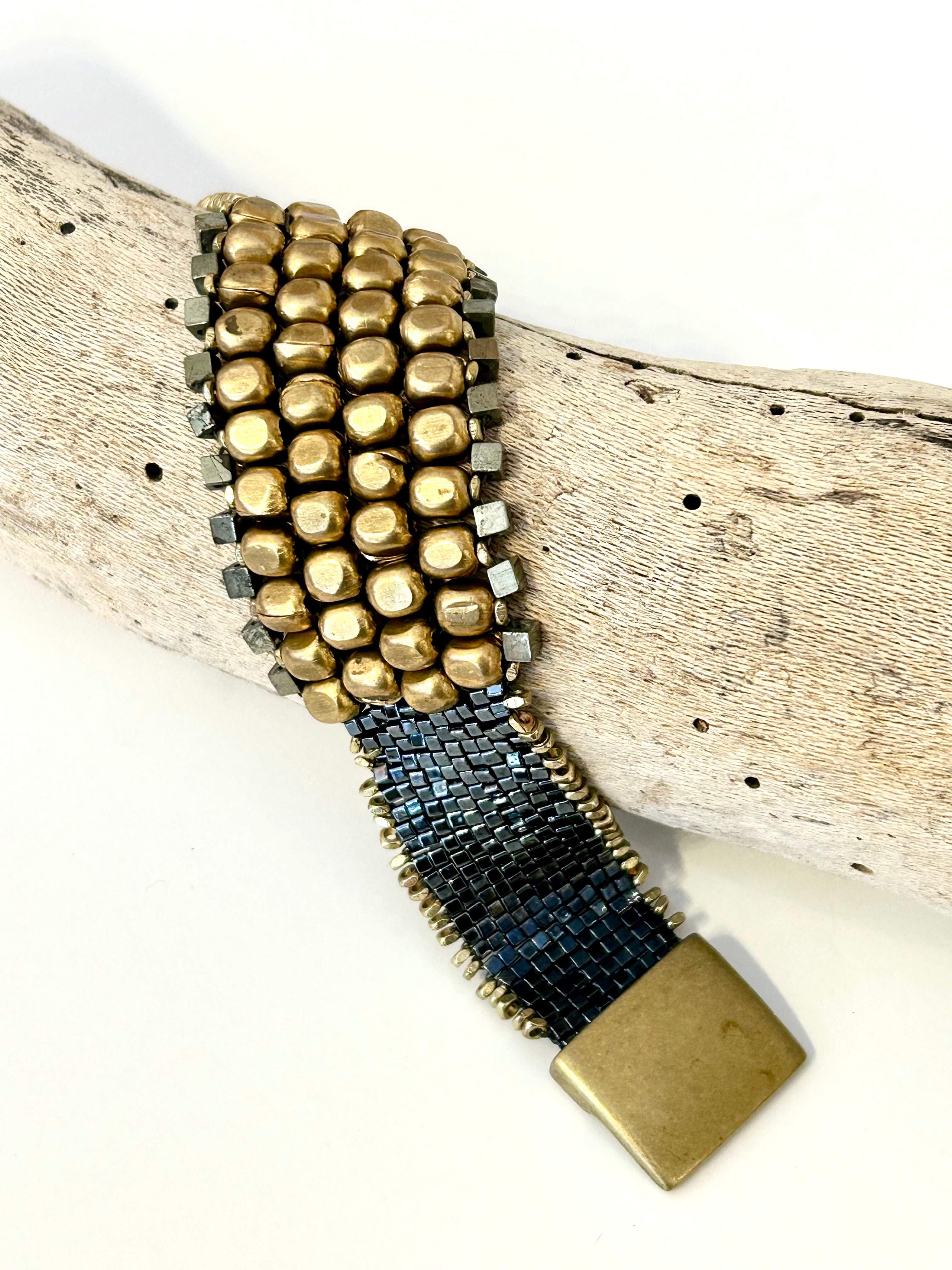 Large Bronze & Pyrite Bracelet