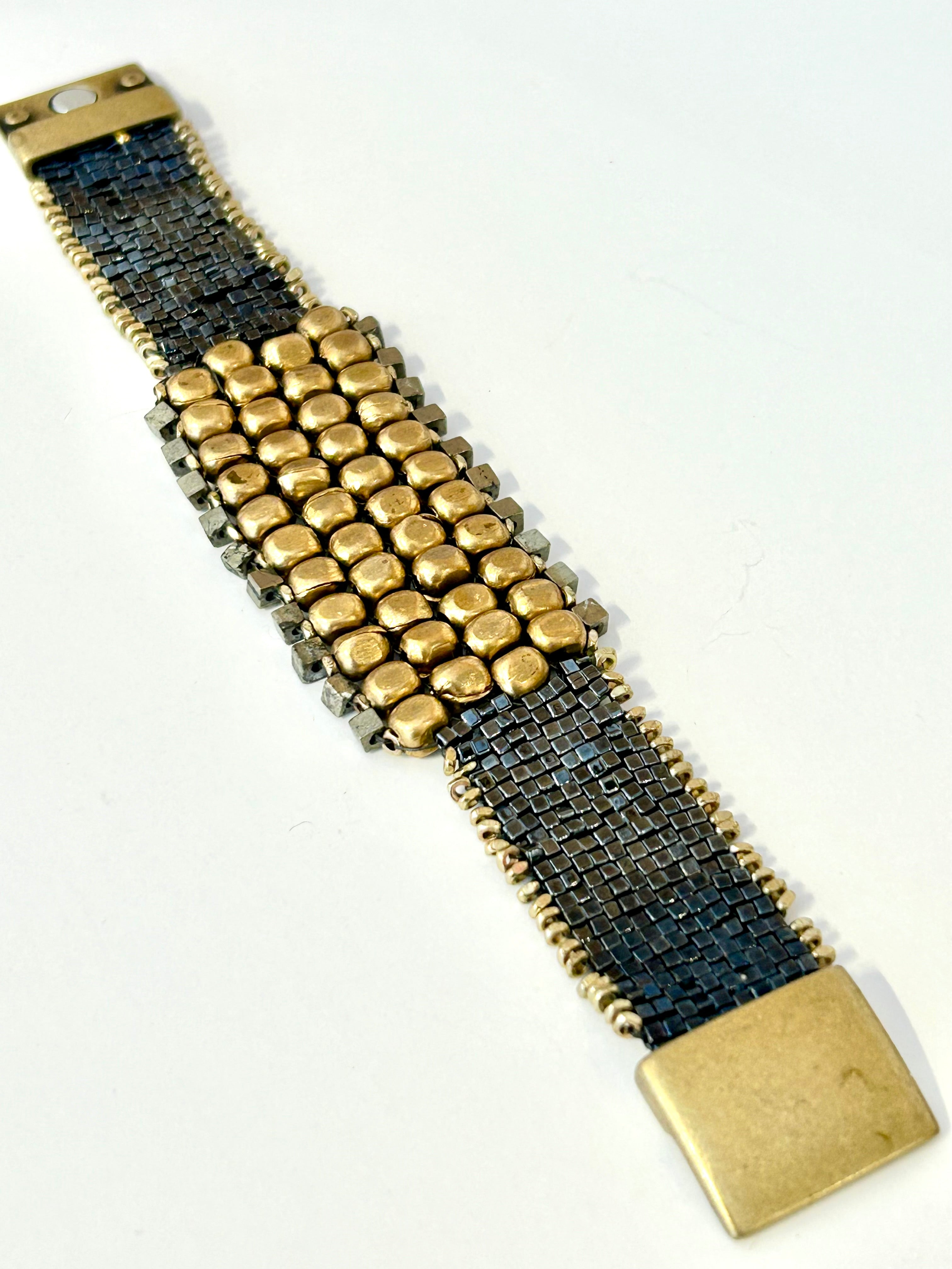 Large Bronze & Pyrite Bracelet