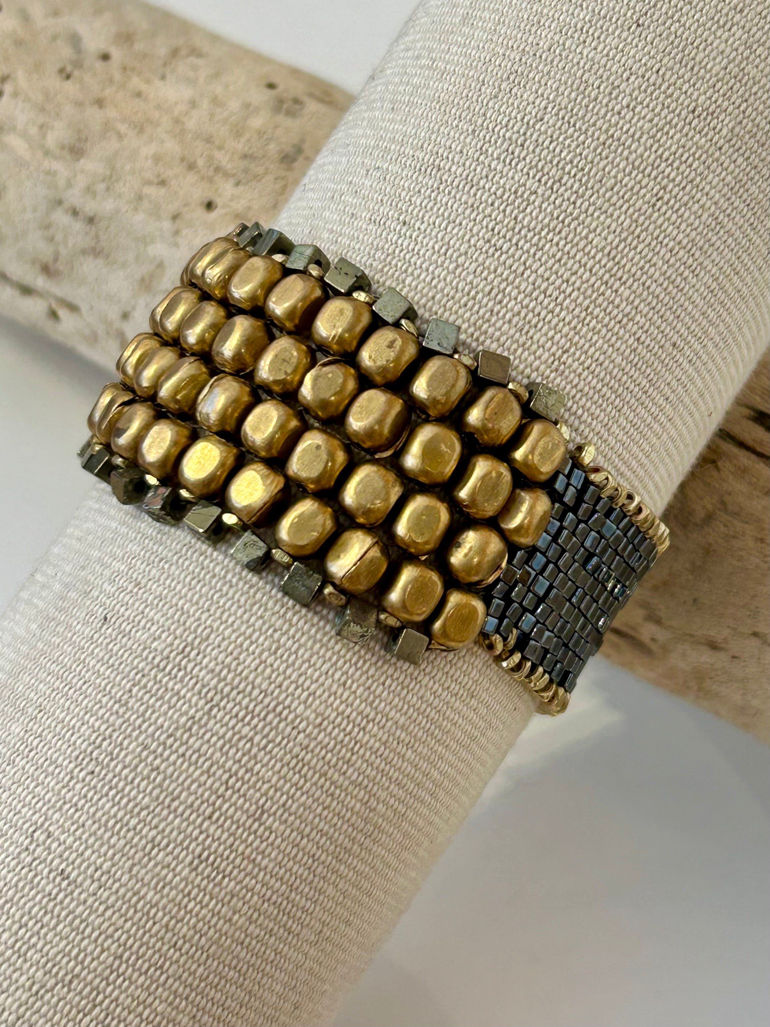 Large Bronze & Pyrite Bracelet
