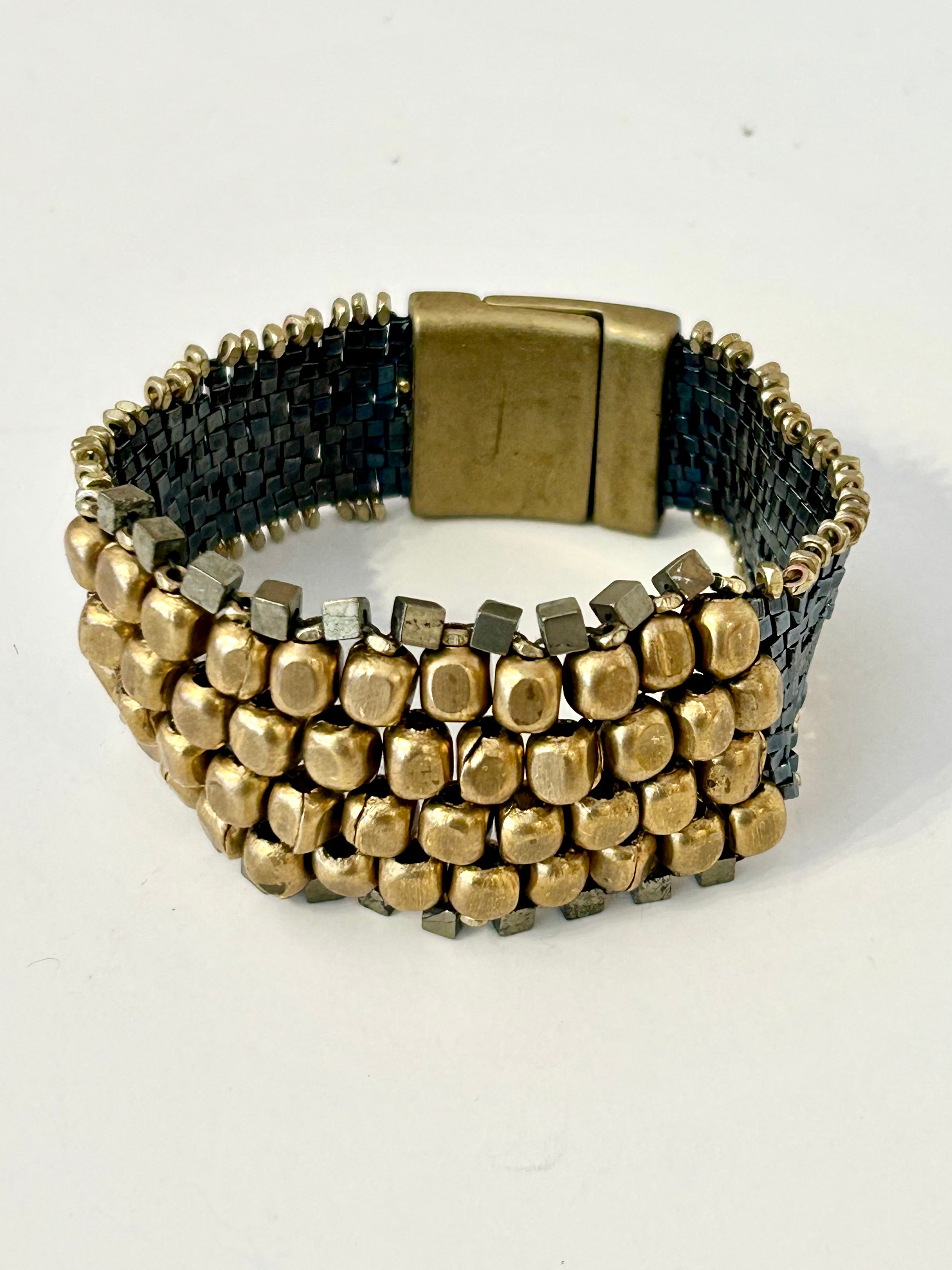 Large Bronze & Pyrite Bracelet