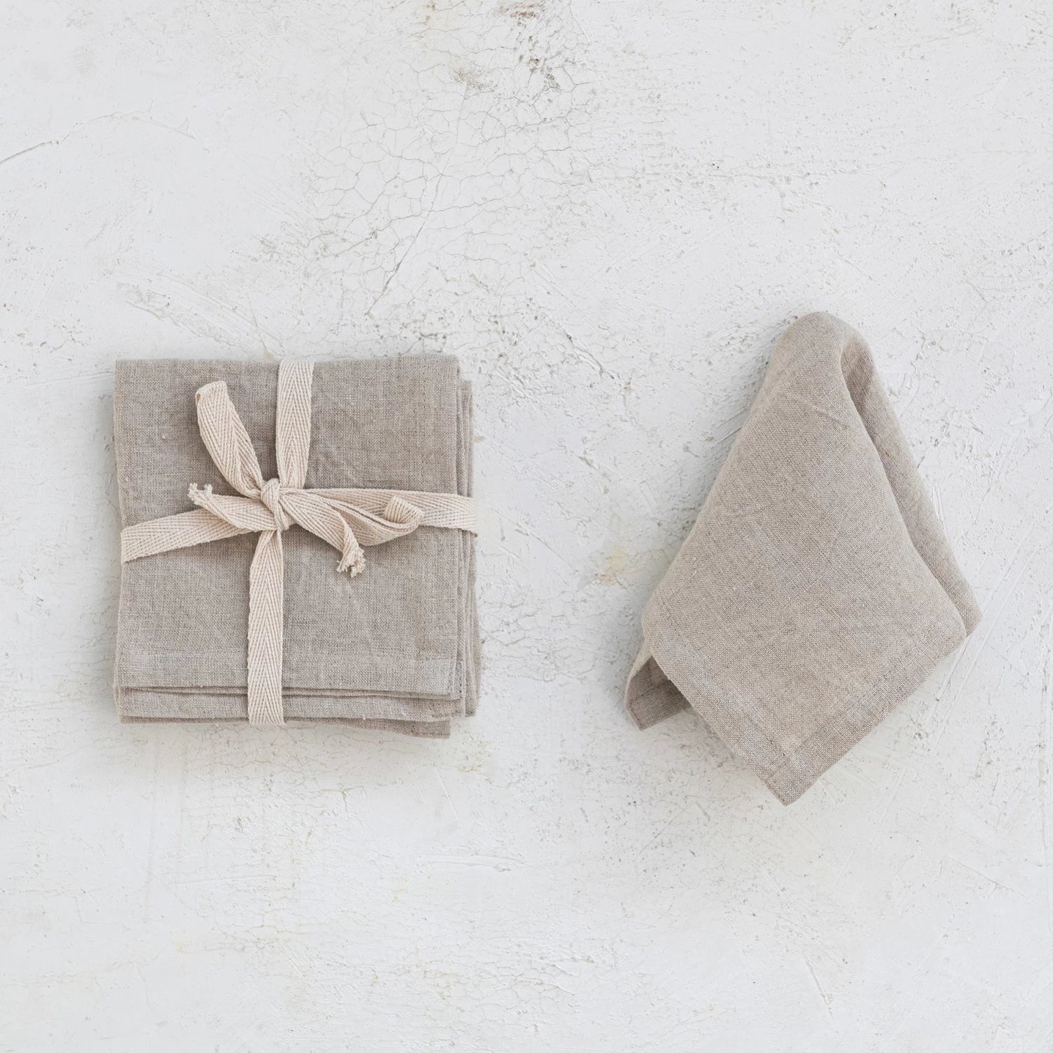 Stonewashed Linen Cocktail Napkins, Set/4