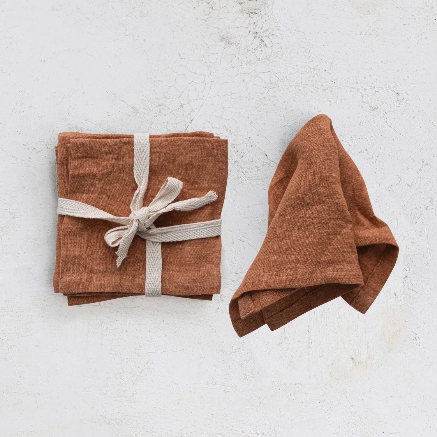 Stonewashed Linen Cocktail Napkins, Set/4