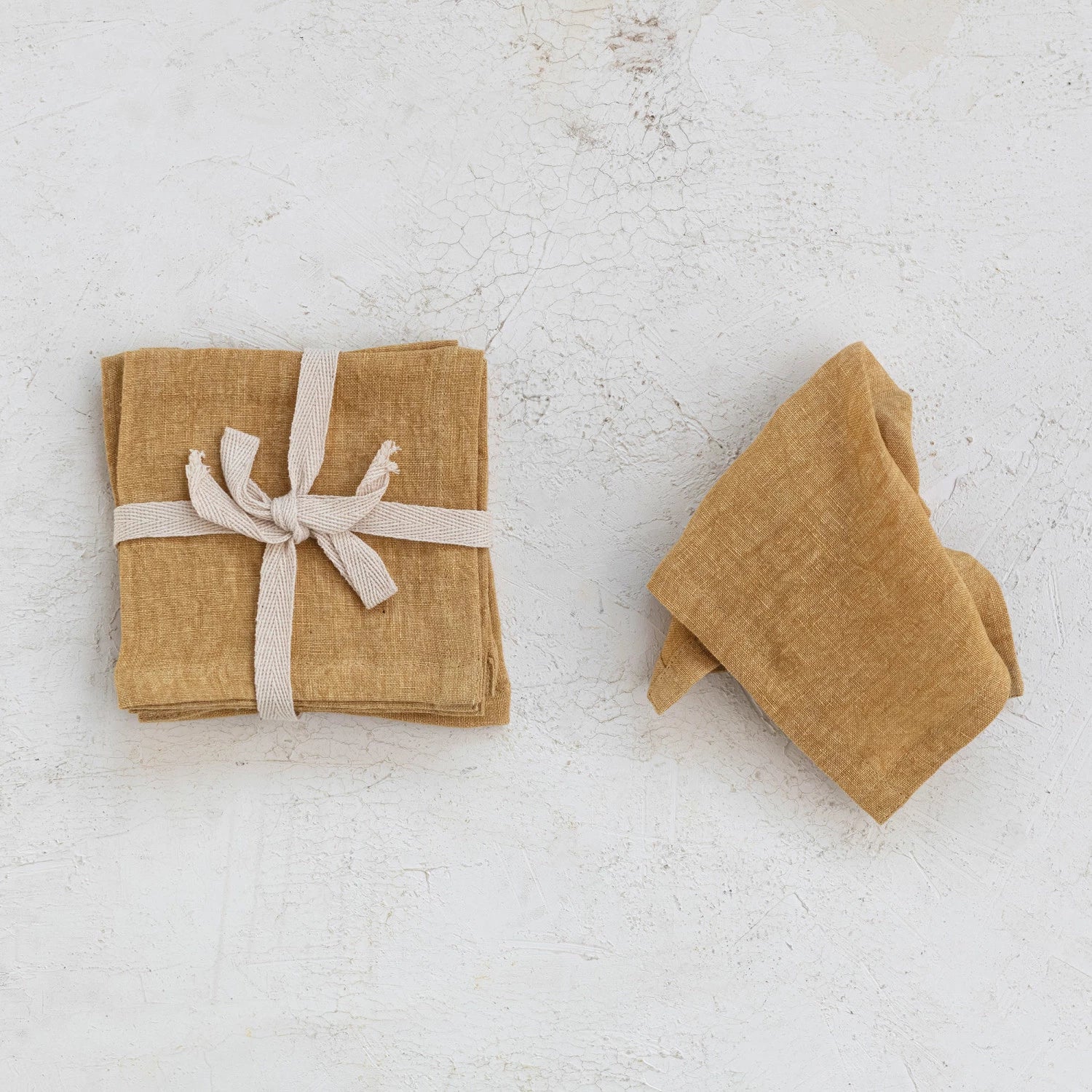 Stonewashed Linen Cocktail Napkins, Set/4