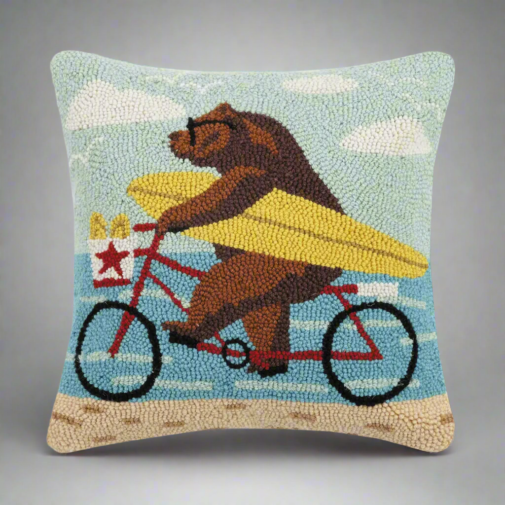 Surfing Bear California Hook Pillow
