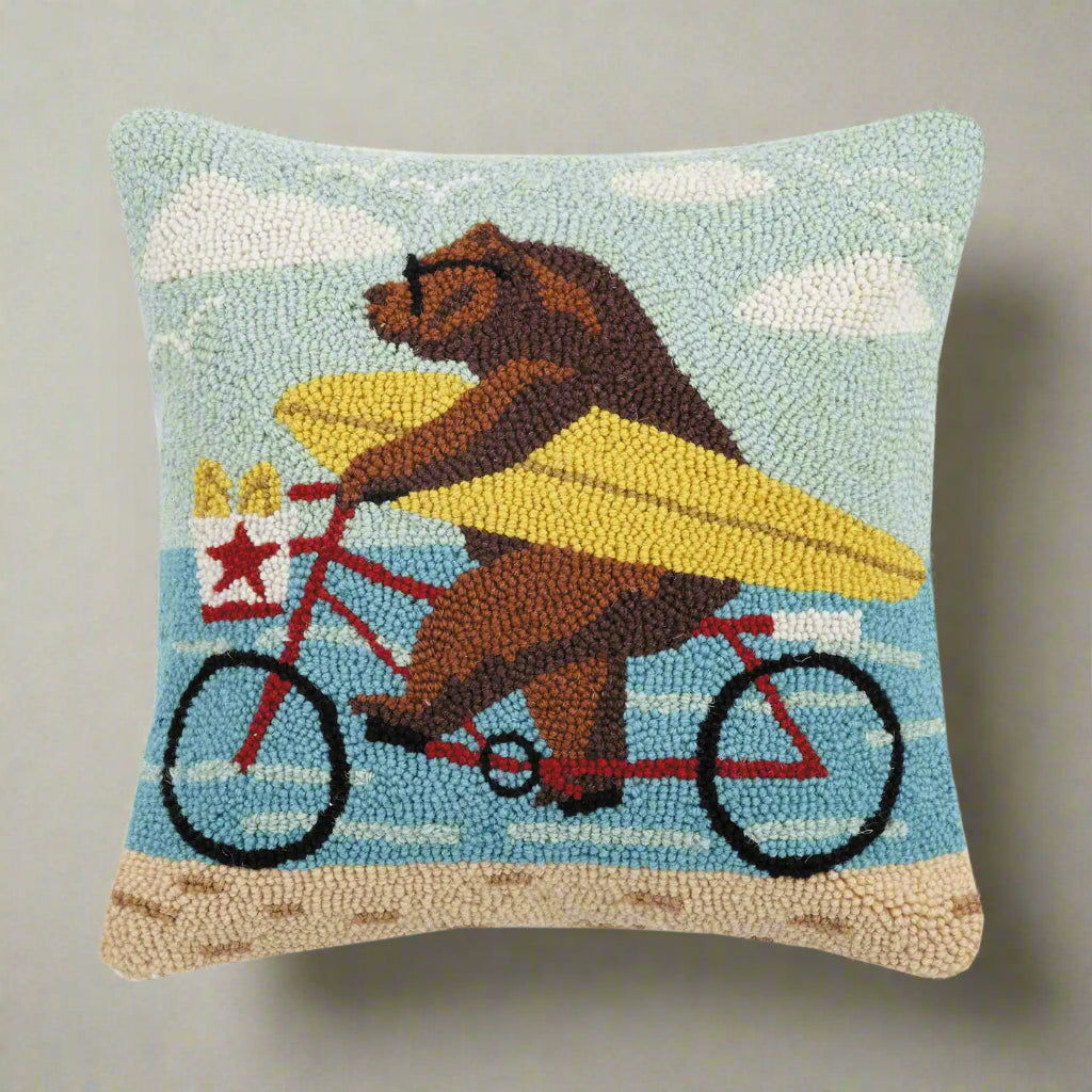 Surfing Bear California Hook Pillow