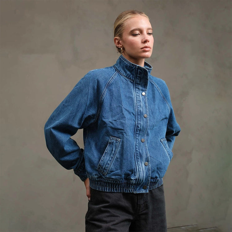 Washed Denim Bomber Jacket