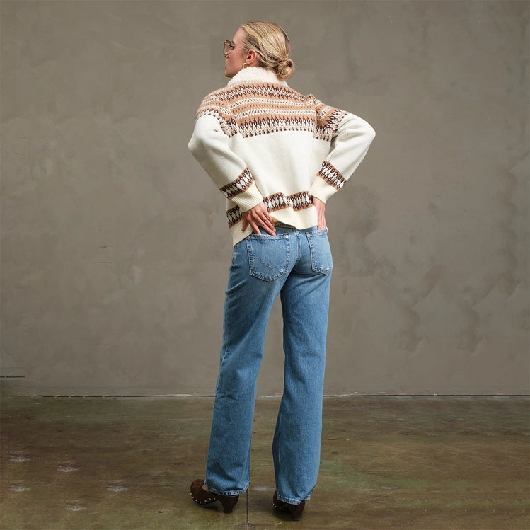 Western Horse Knit Zip-Up Jacket