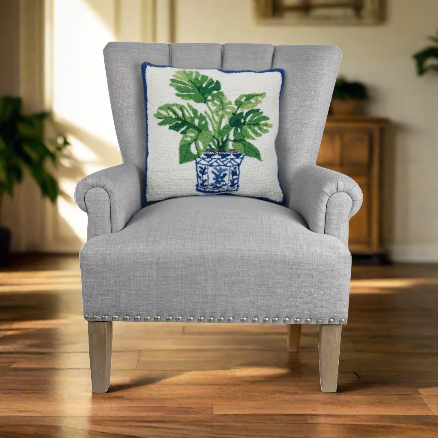 Blue Monstera Plant Hook Pillow - Rivieratowel