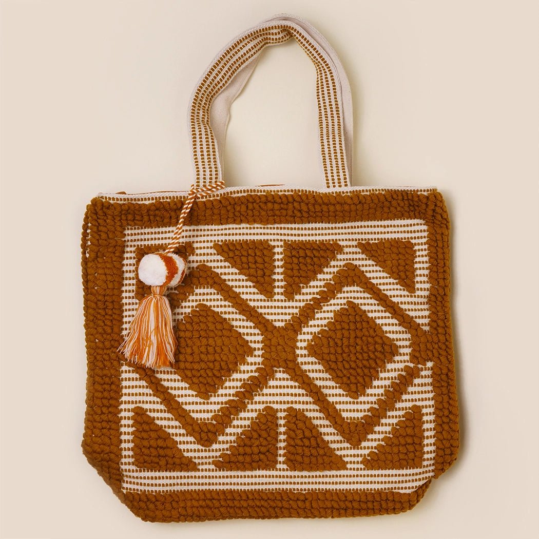 Boho Woven Pom Pom Tassel Tote Bag - Rivieratowel