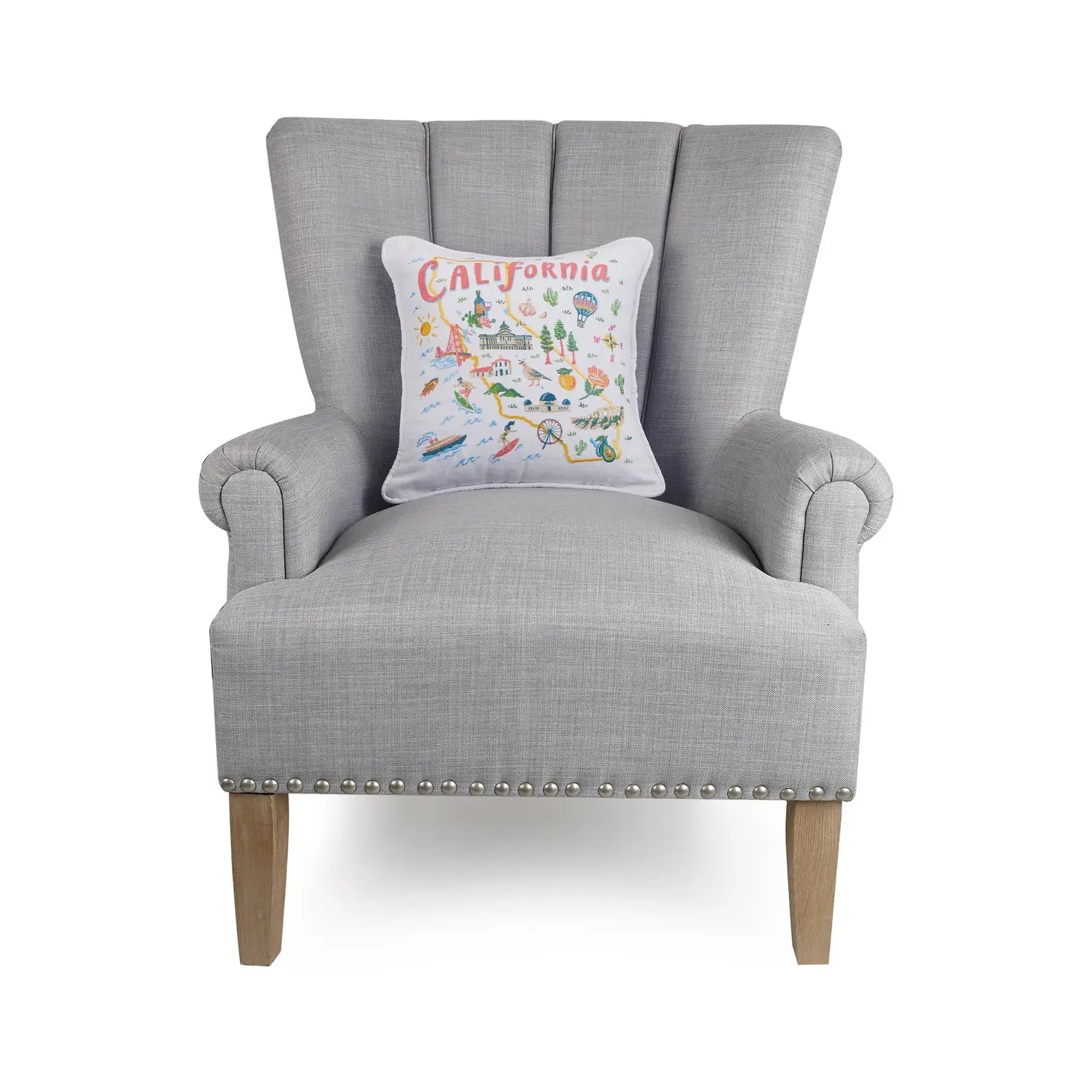 California Embroidered Pillow - Rivieratowel