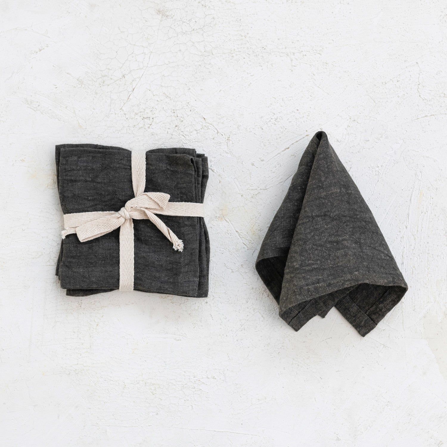 Stonewashed Linen Cocktail Napkins, Set/4