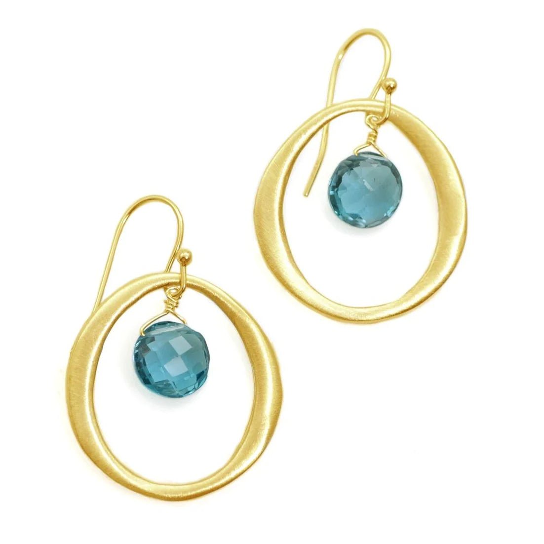 Circle Blue Topaz Earrings - Rivieratowel