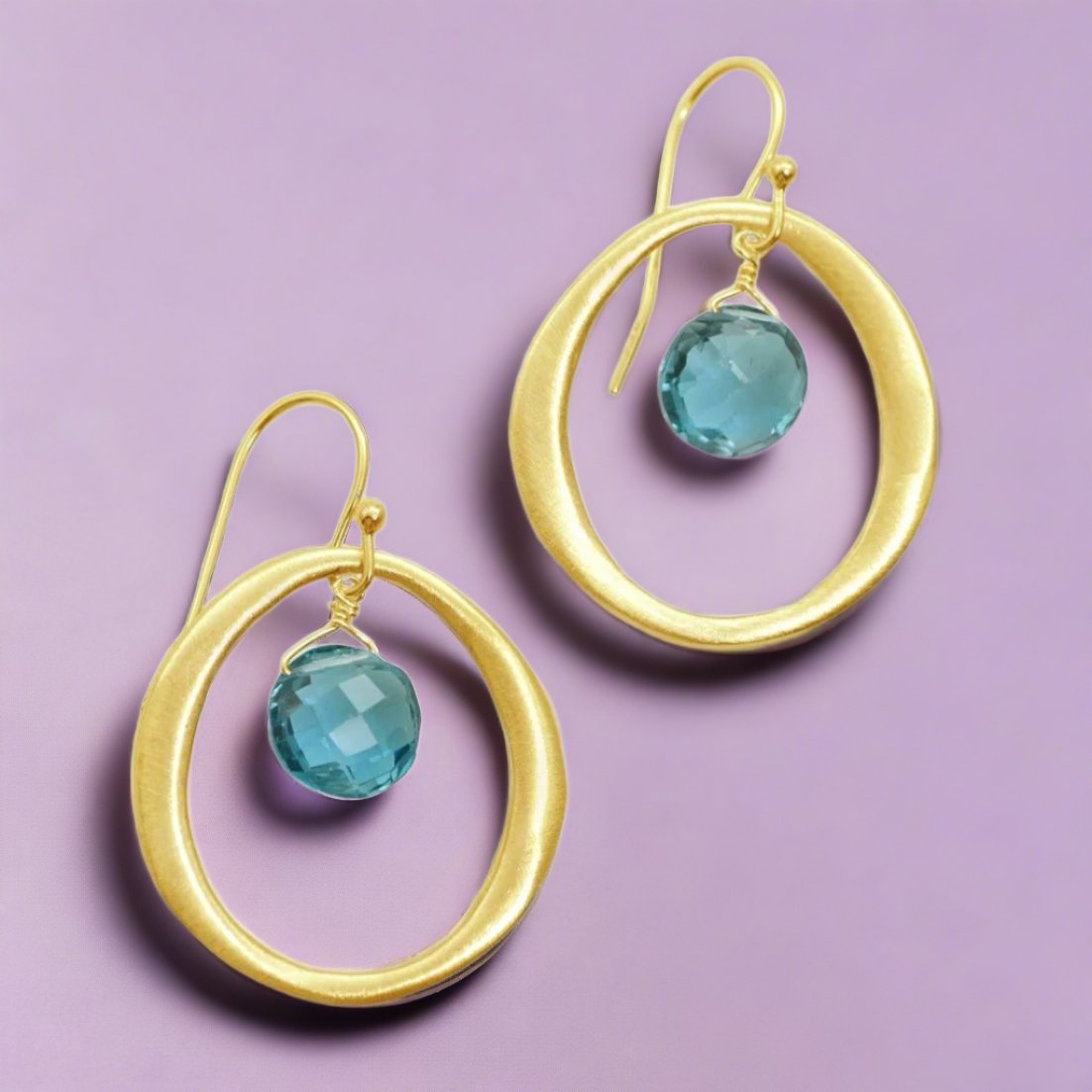 Circle Blue Topaz Earrings - Rivieratowel
