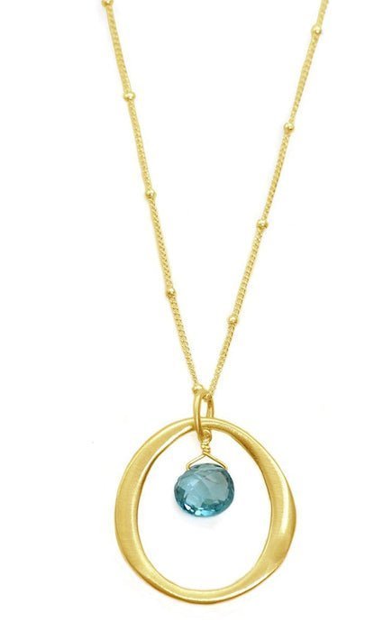 Circle Blue Topaz Necklace - Rivieratowel