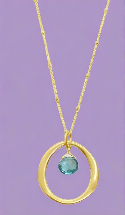 Circle Blue Topaz Necklace - Rivieratowel