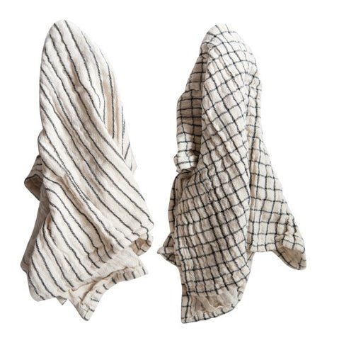 Cotton Tea Towel Natural & Black - Rivieratowel