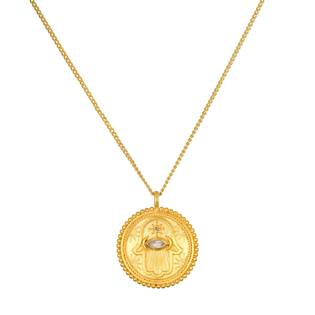 Cradled in Positivity Hamsa Necklace - Rivieratowel