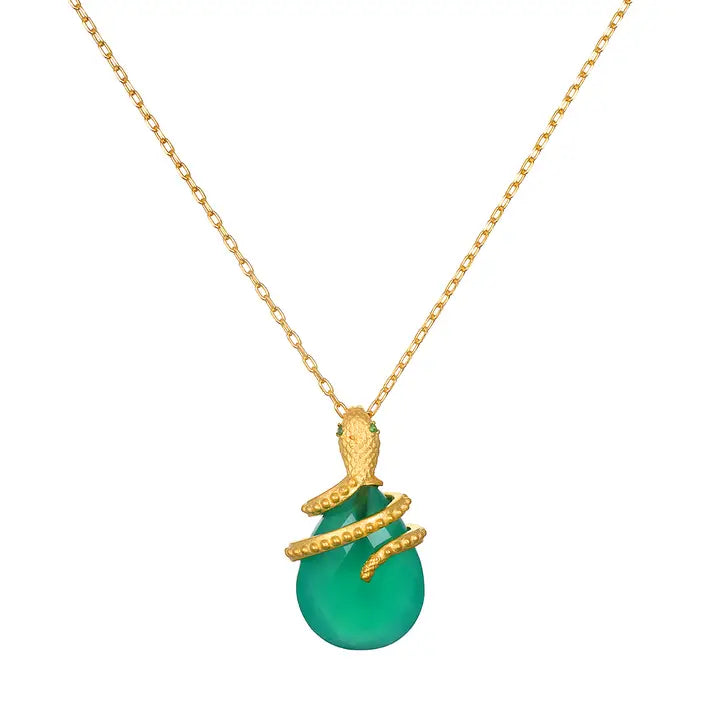 Green Onyx Snake Pendant Necklace