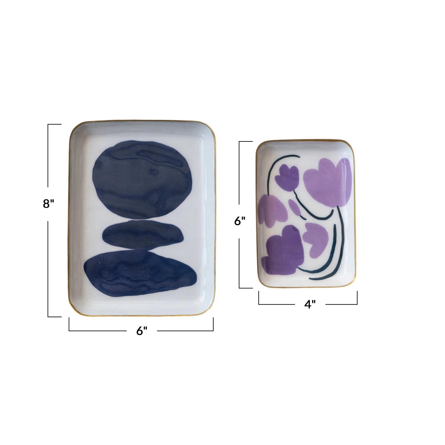 Enameled Metal Trays w/ Flowers/Abstract Design - Rivieratowel
