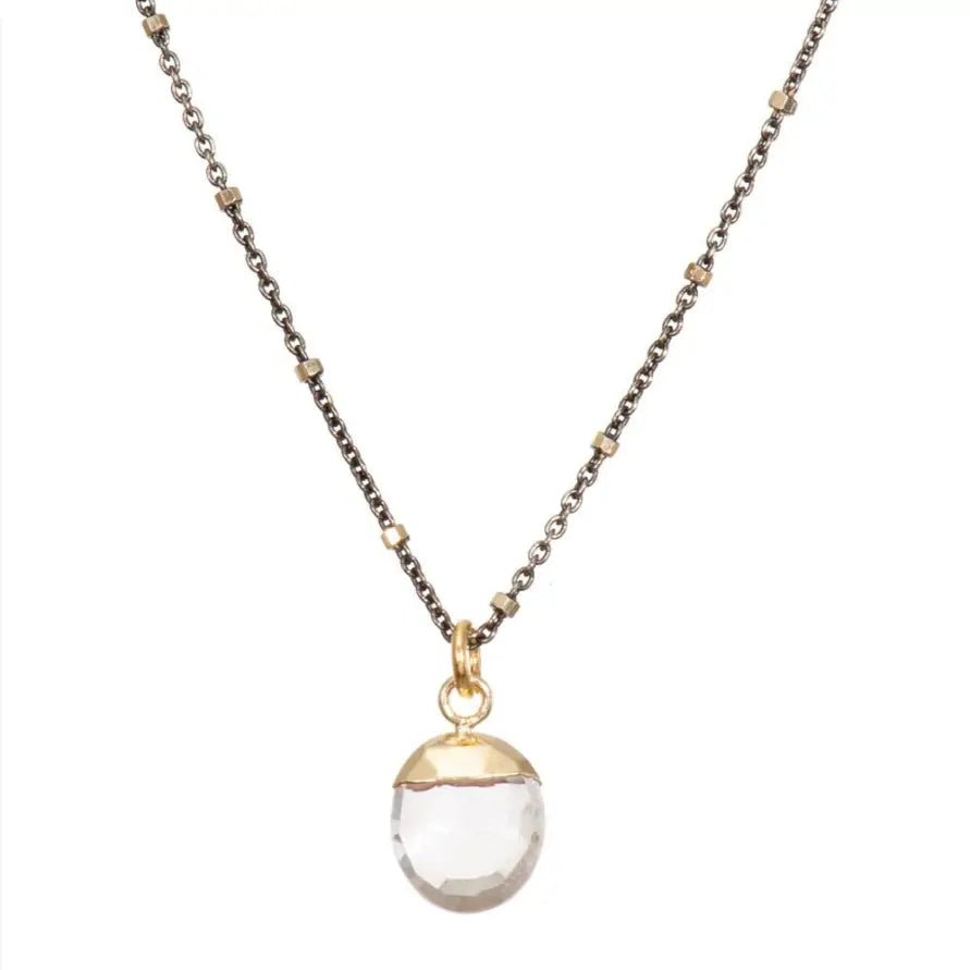 Faceted Crystal Quartz Pendant Necklace - Rivieratowel