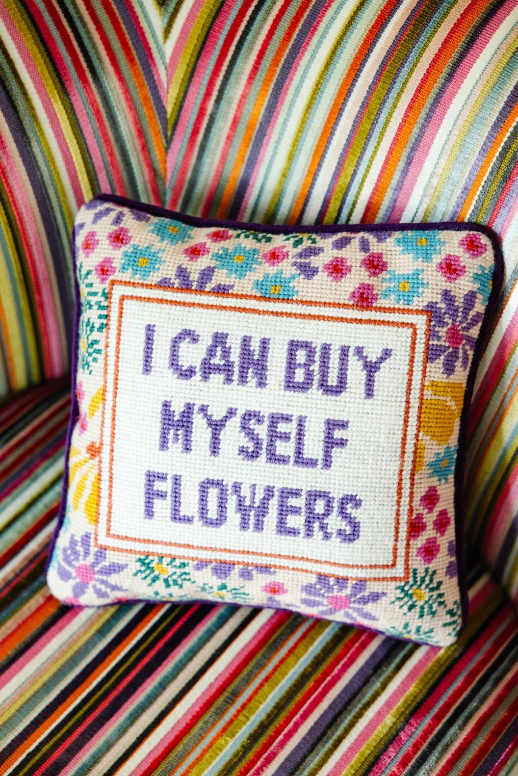 Flowers Needlepoint Pillow - Rivieratowel