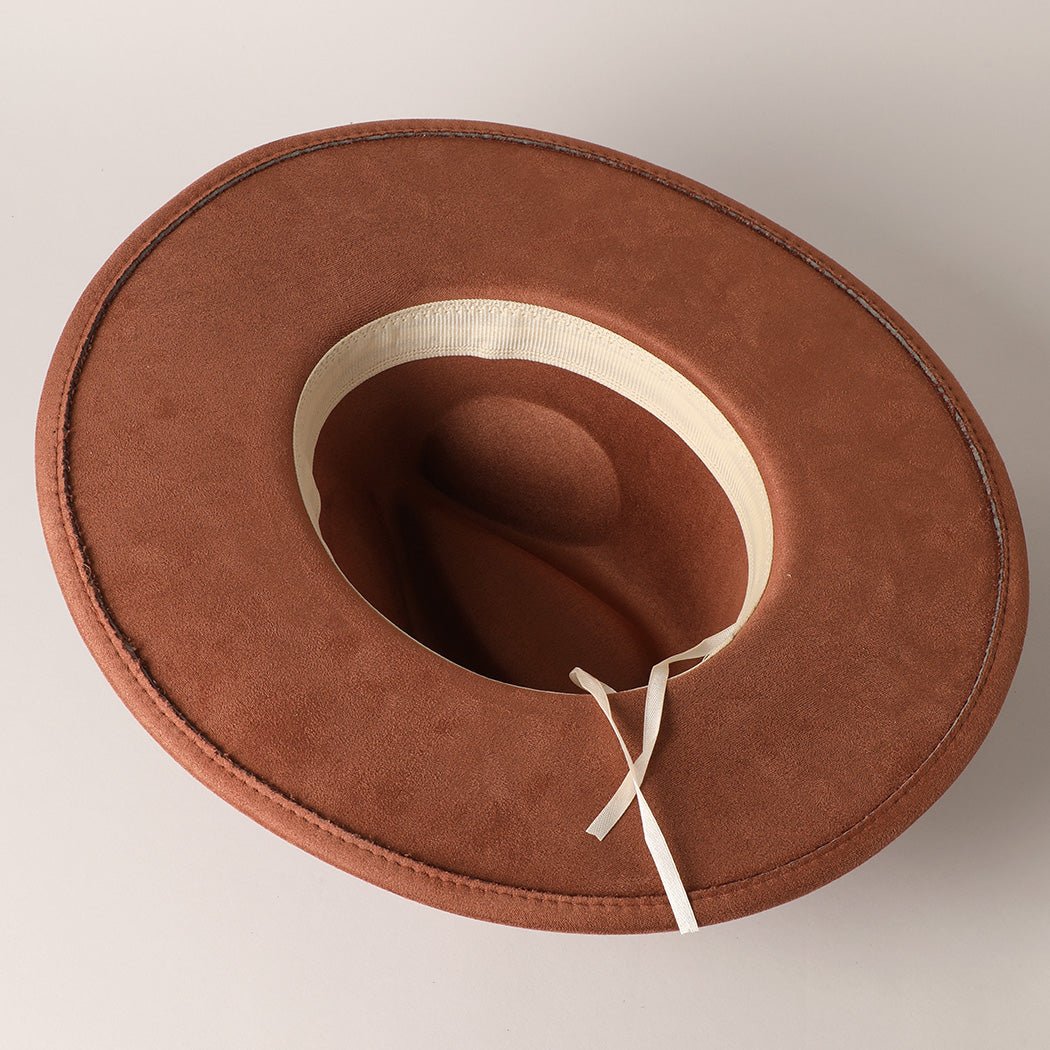 Gold Belt Suede Feel Fedora Hat - Rivieratowel