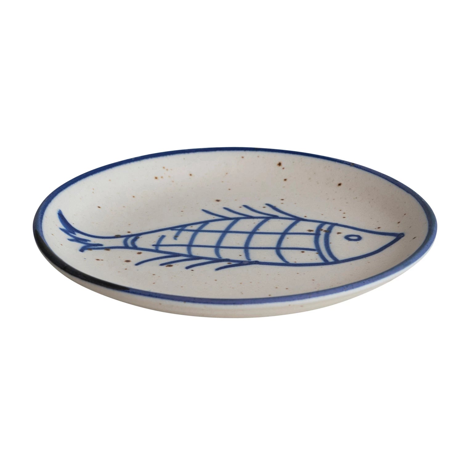 Hand - Painted Stoneware Plate w/ Fish - Rivieratowel