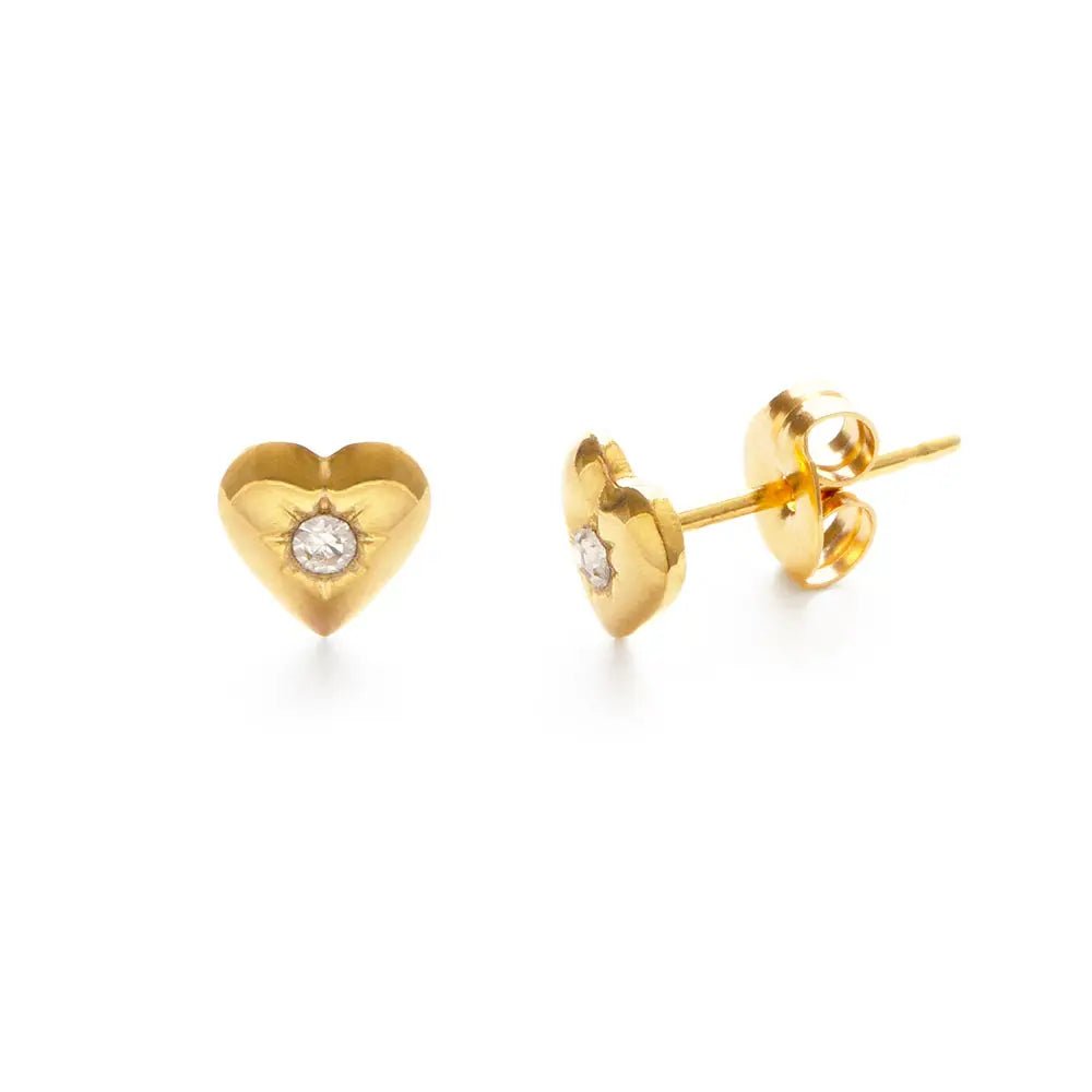Heart with Crystal Stud Earrings - Rivieratowel