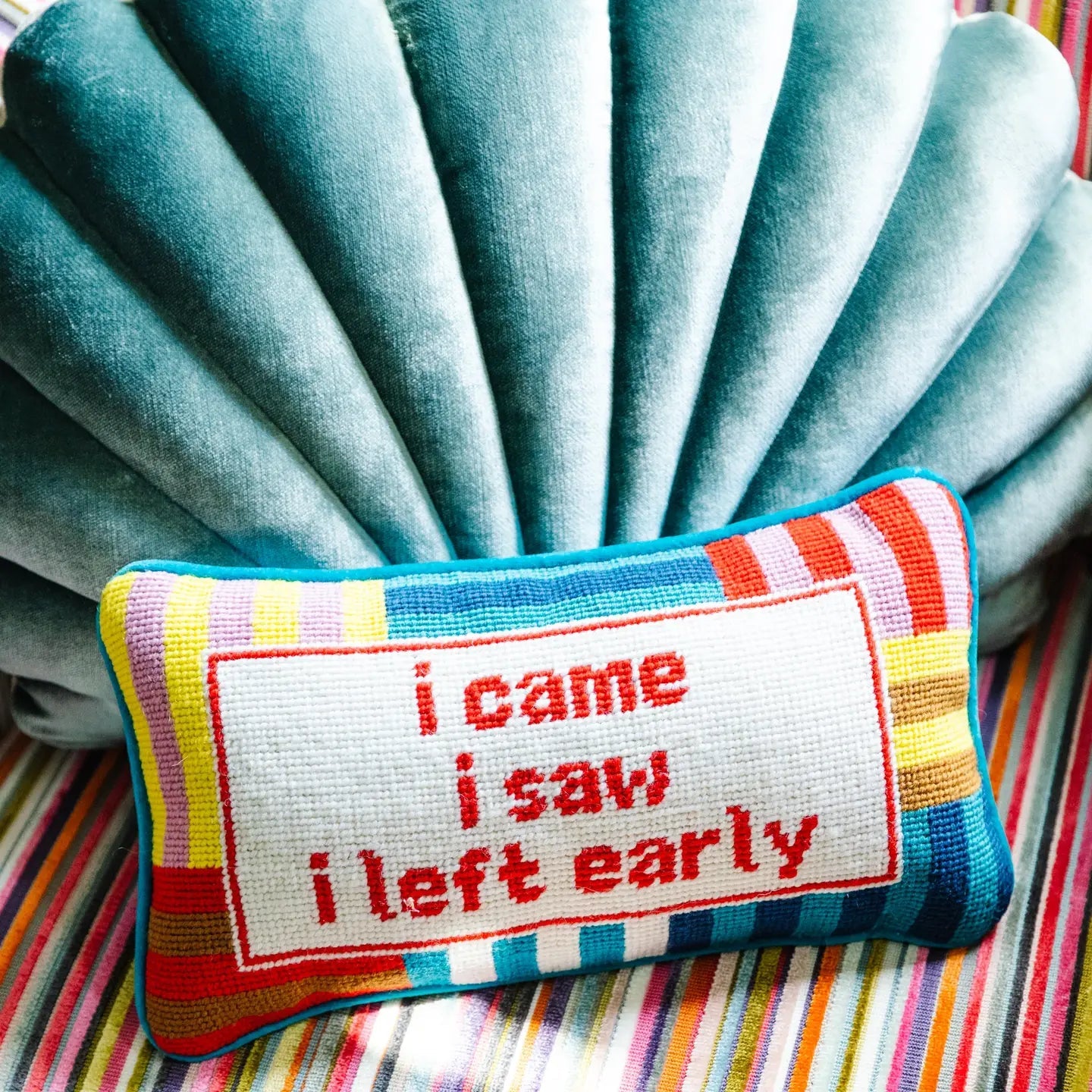 I Came I Saw Needlepoint Pillow - Rivieratowel