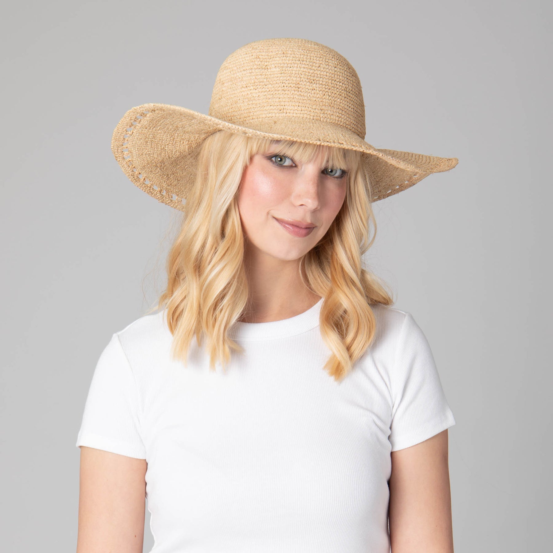 Isla - Raffia Round Crown Floppy - Rivieratowel