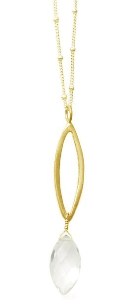 Leaf / Rock Crystal Necklace - Rivieratowel