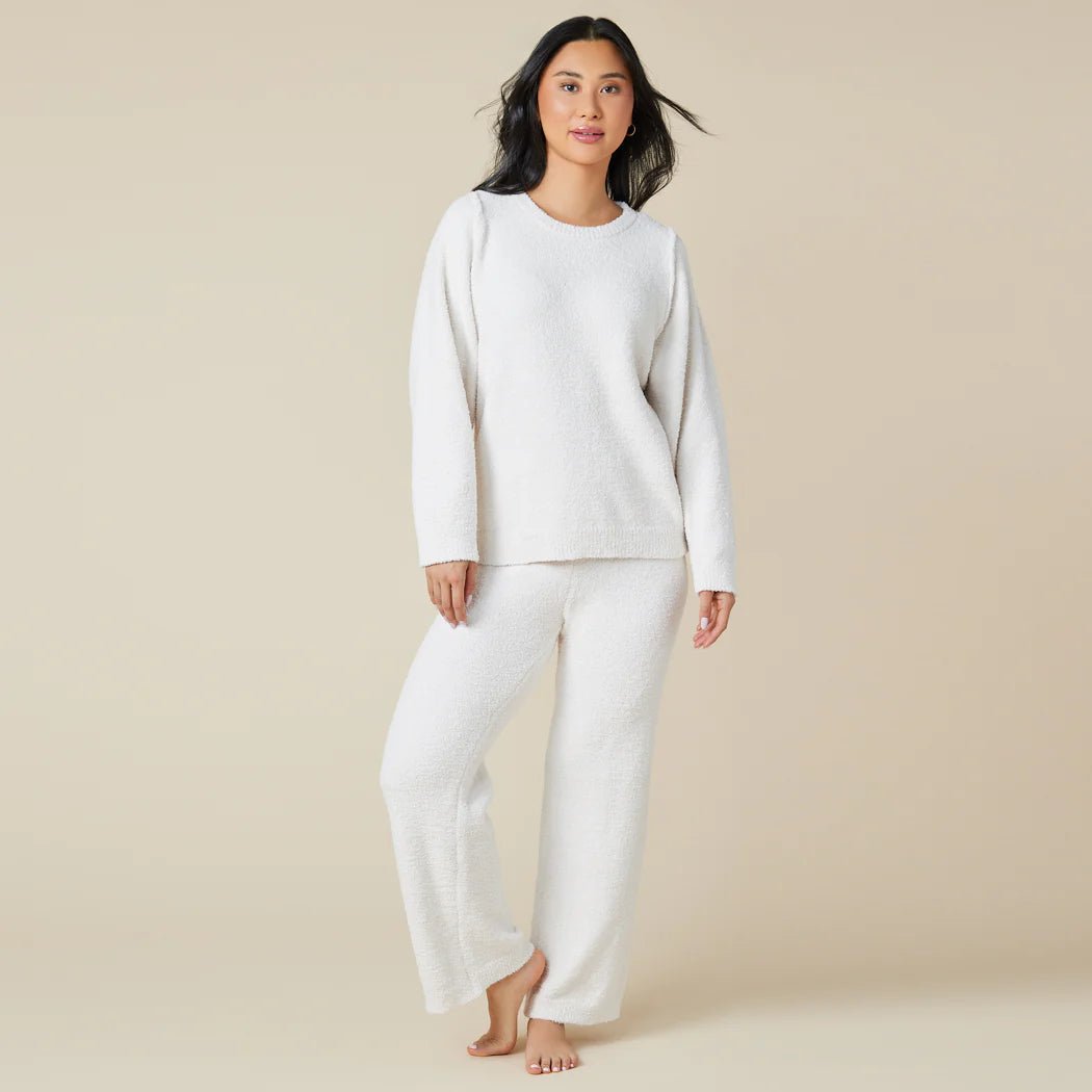 Marshmallow Reverse Seam Crewneck Lounge Set - Rivieratowel