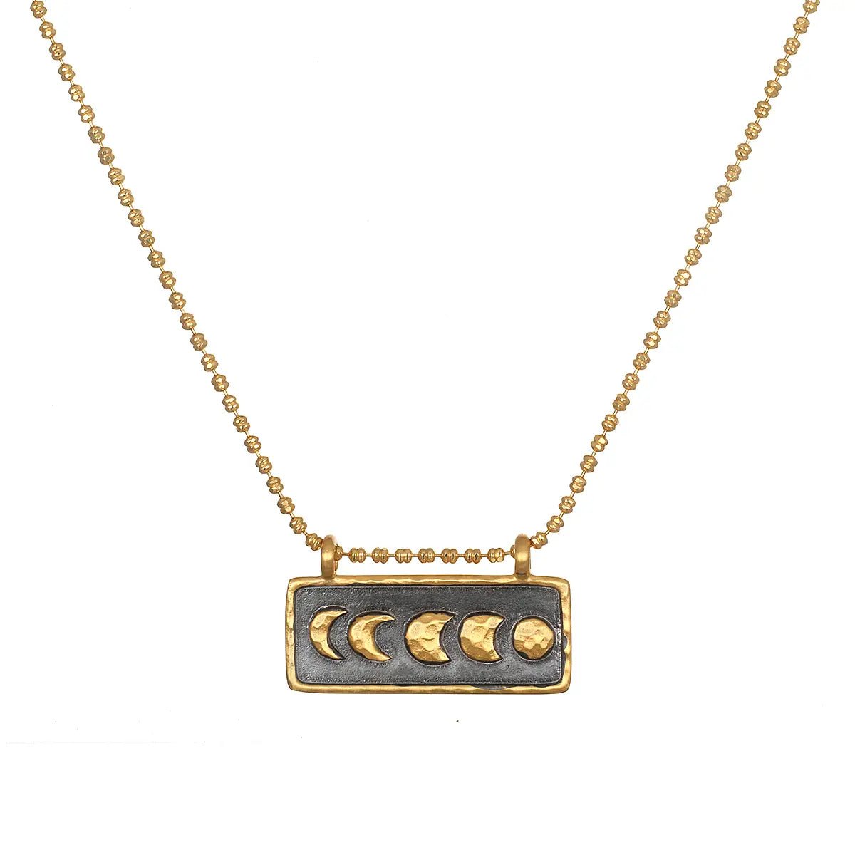 Moon Phase Black & Gold Bar Neck - Rivieratowel