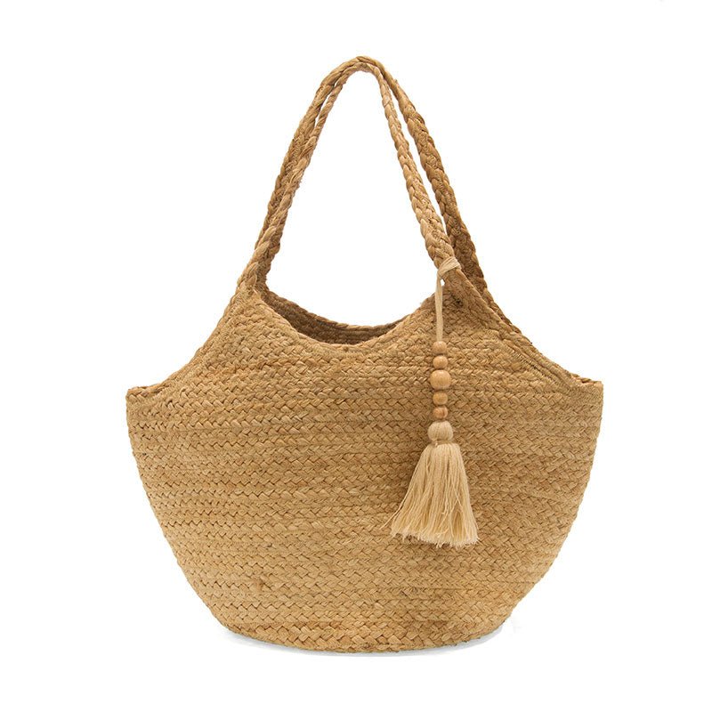 Natural Lorelei Jute Tote with Wood Bead Tassel - Rivieratowel