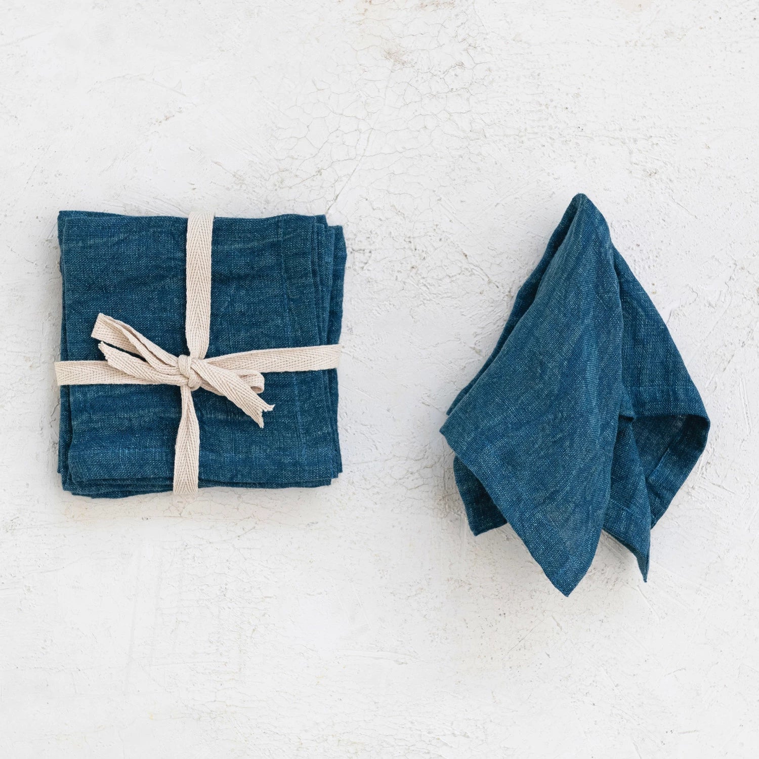 Stonewashed Linen Cocktail Napkins, Set/4