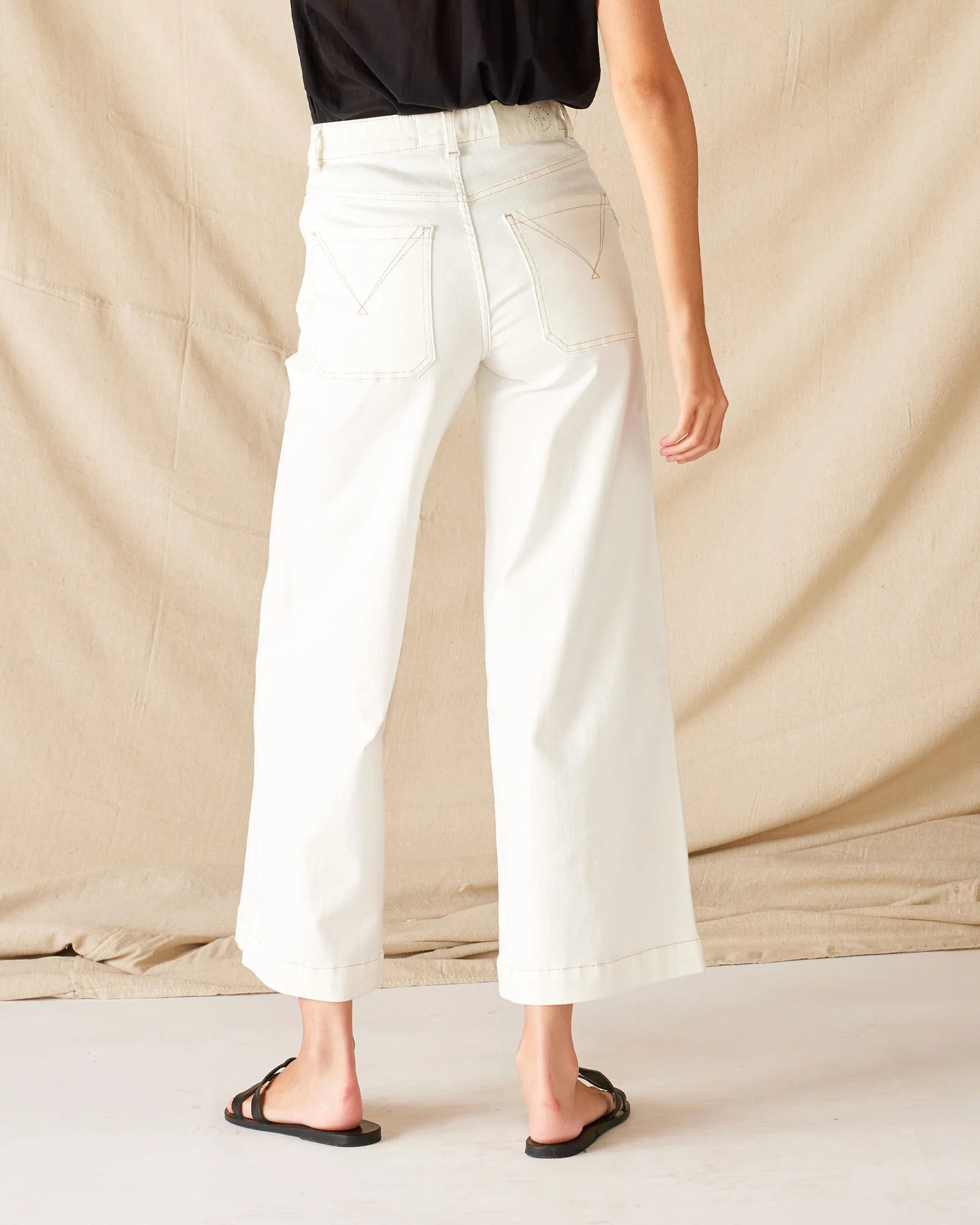 Nomad Cropped Sailor White Sails Pant - Rivieratowel