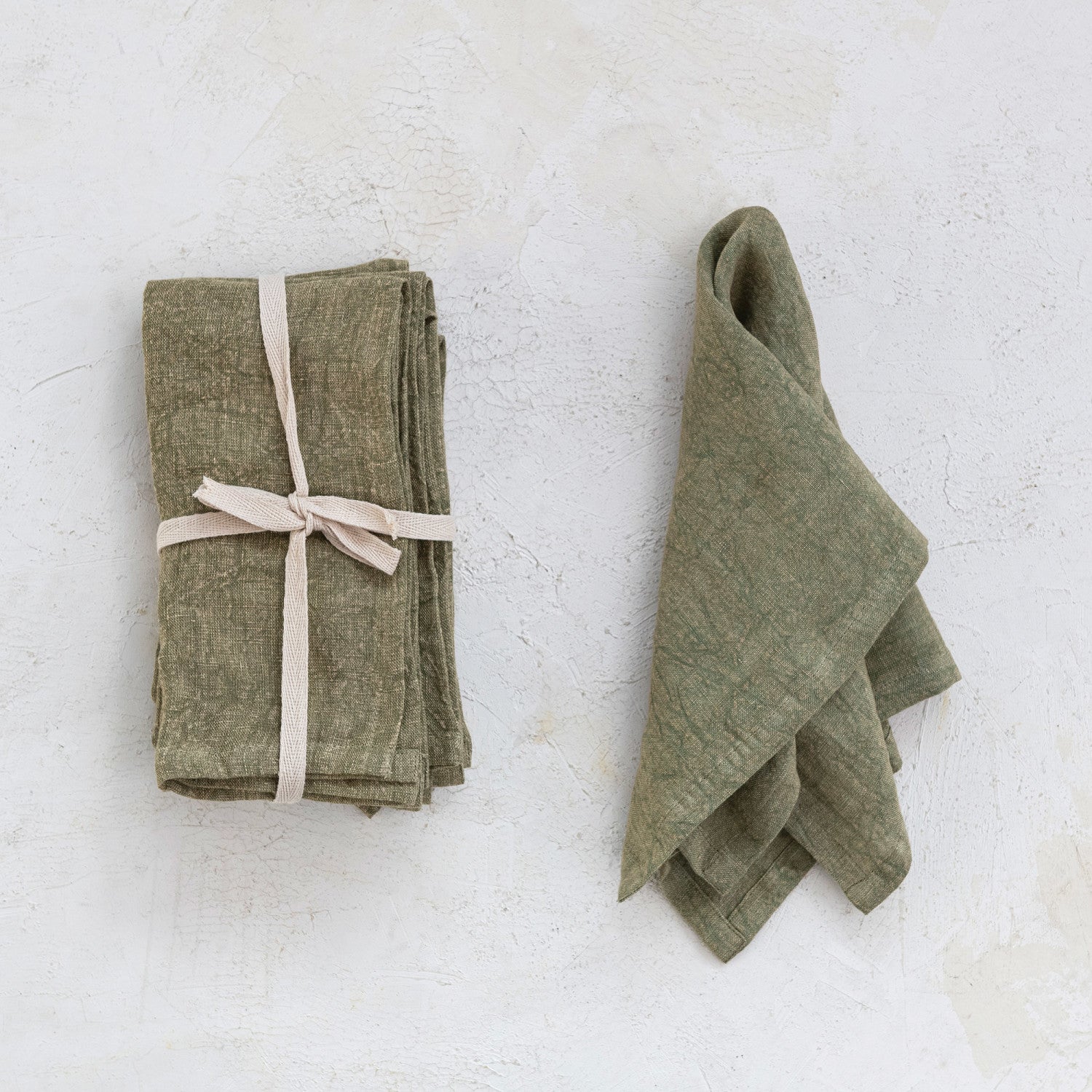 Stonewashed Linen Cocktail Napkins, Set/4