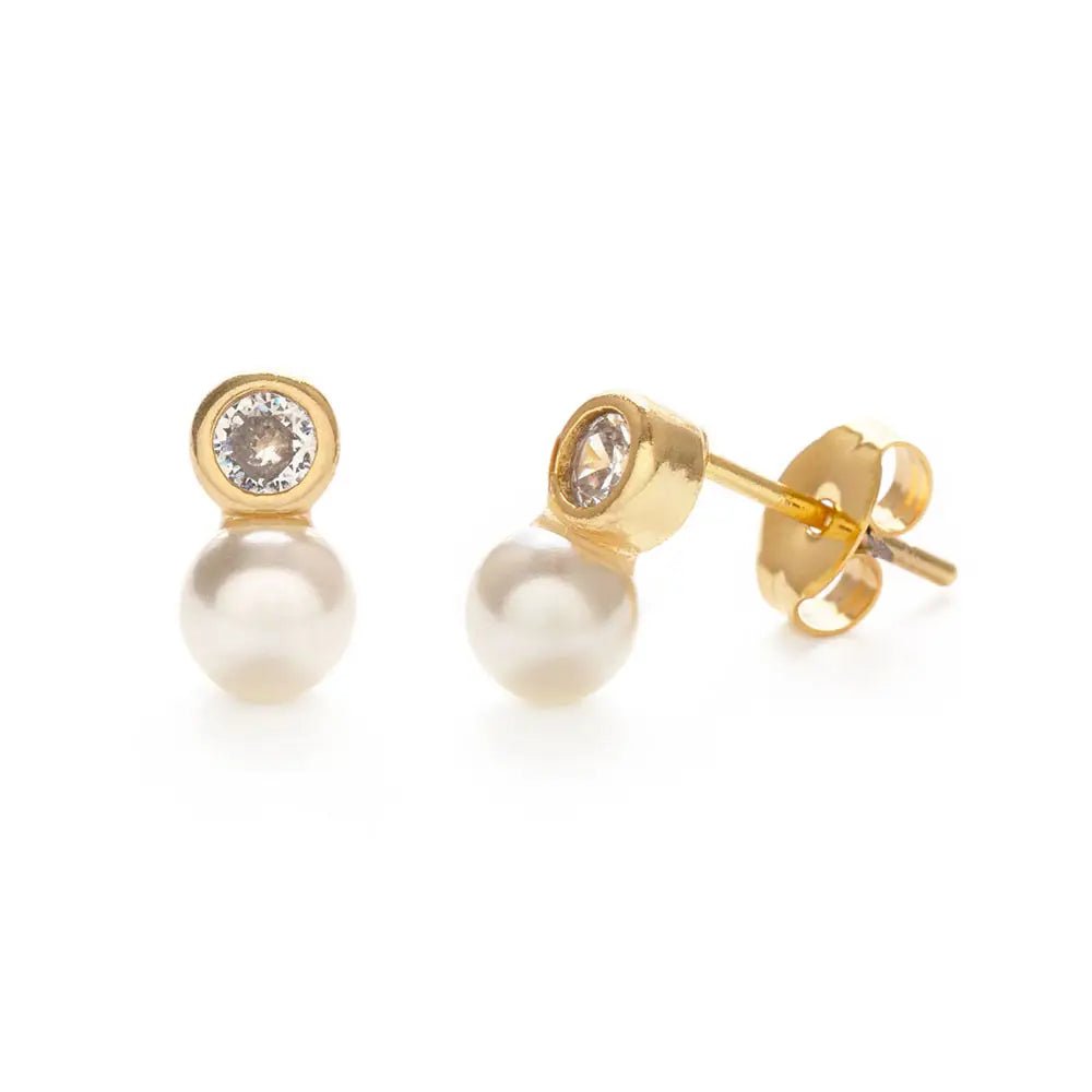 Pearl + Crystal Stud Earrings - Rivieratowel