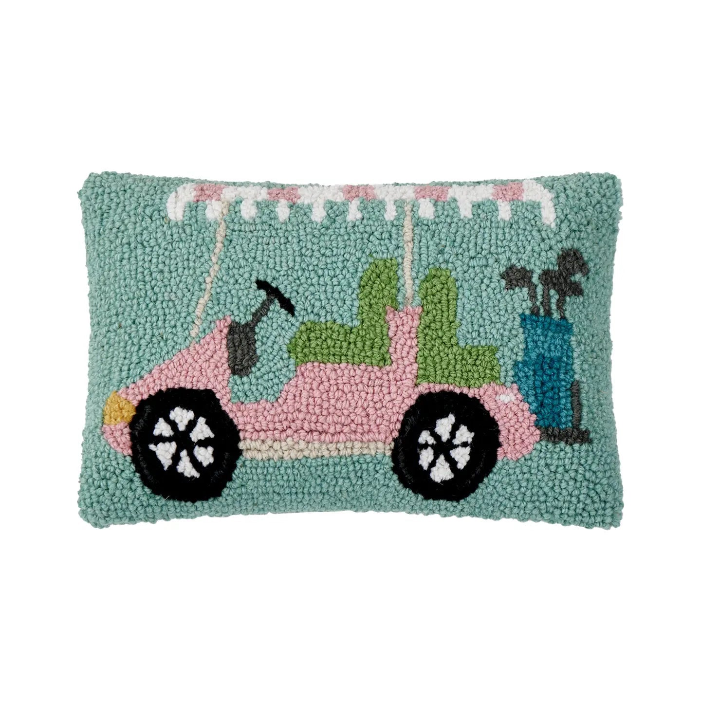 Pink Golf Cart Hook Pillow - Rivieratowel