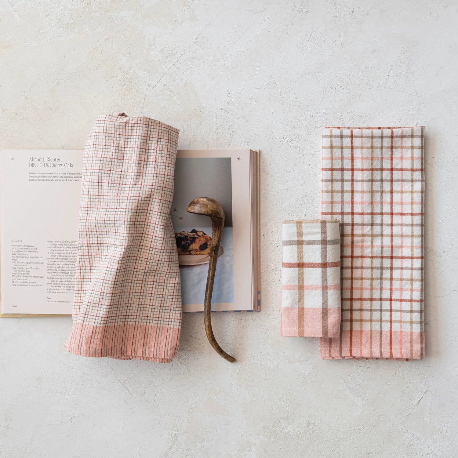 Pink Plaid Tea Towels, Set of 3 - Rivieratowel